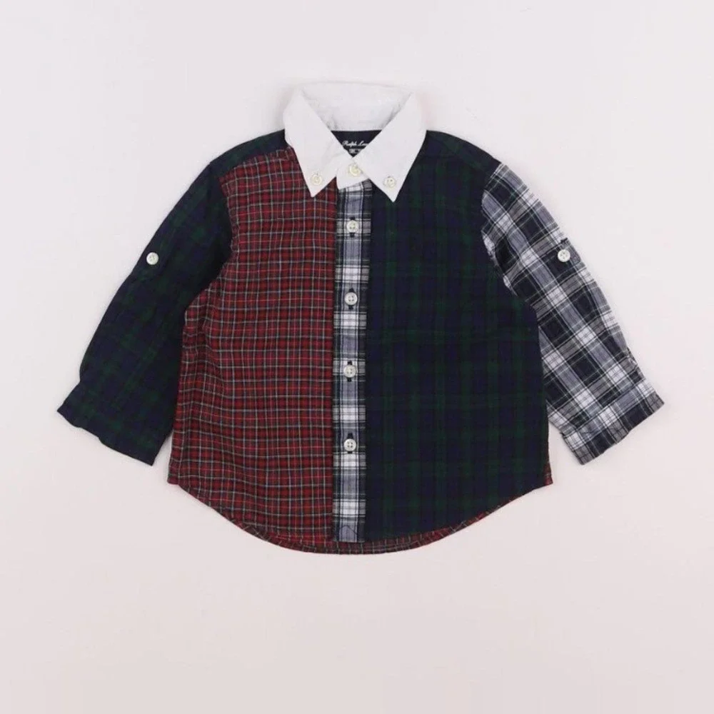 Ralph‎ Lauren plaid button down shirt tartan Christmas holiday preppy size 18m
